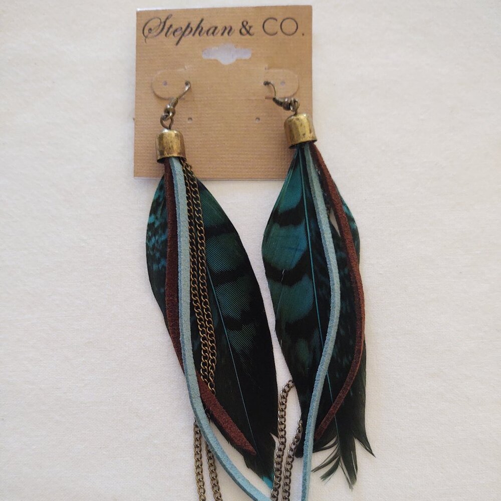 NWt 🔹Turqouise-Blue 🪶Feather Earrings~`•